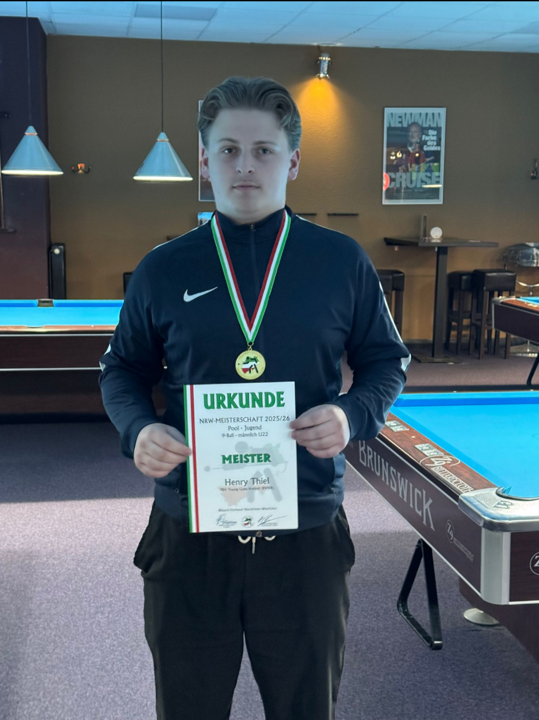 Henry Thiel Jugend Landesmeister im 9 Ball